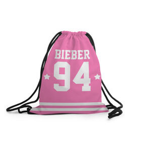 Рюкзак-мешок 3D с принтом Bieber Team Pink в Санкт-Петербурге, 100% полиэстер | плотность ткани — 200 г/м2, размер — 35 х 45 см; лямки — толстые шнурки, застежка на шнуровке, без карманов и подкладки | bieber | justin bieber | бибер | джастин бибер