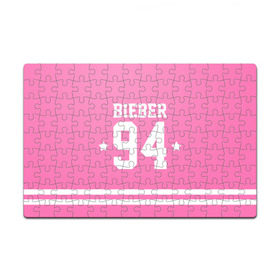 Пазл магнитный 126 элементов с принтом Bieber Team Pink в Санкт-Петербурге, полимерный материал с магнитным слоем | 126 деталей, размер изделия —  180*270 мм | bieber | justin bieber | бибер | джастин бибер