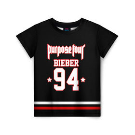 Детская футболка 3D с принтом Bieber Team Black в Санкт-Петербурге, 100% гипоаллергенный полиэфир | прямой крой, круглый вырез горловины, длина до линии бедер, чуть спущенное плечо, ткань немного тянется | Тематика изображения на принте: bieber | justin bieber | бибер | джастин бибер