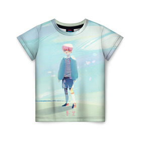 Детская футболка 3D с принтом BTS_Jimin_4 в Санкт-Петербурге, 100% гипоаллергенный полиэфир | прямой крой, круглый вырез горловины, длина до линии бедер, чуть спущенное плечо, ткань немного тянется | bangtan boys | bts | бантаны бтс