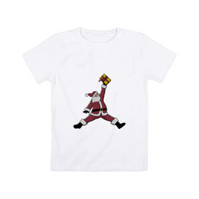 Детская футболка хлопок с принтом Santa Jordan в Санкт-Петербурге, 100% хлопок | круглый вырез горловины, полуприлегающий силуэт, длина до линии бедер | дед мороз | джордан | новогодний | рождество | санта