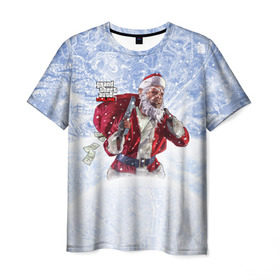 Мужская футболка 3D с принтом GTA 5 Online в Санкт-Петербурге, 100% полиэфир | прямой крой, круглый вырез горловины, длина до линии бедер | auto | christmas | dead | grand | gta | gta5 | new | rdr | red | redemption | rockstar | theft | year | гта | дед мороз | клаус | нг | новый год | санта
