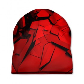 Шапка 3D с принтом Carbon abstraction RED в Санкт-Петербурге, 100% полиэстер | универсальный размер, печать по всей поверхности изделия | abstraction | geometry | абстракция | геометрия | грань | краски | кубик | кубики | линии | мозаика | разноцветные | ребро | текстура | тени | узор