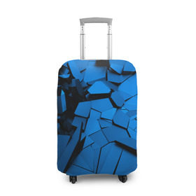 Чехол для чемодана 3D с принтом Carbon abstraction BLUE в Санкт-Петербурге, 86% полиэфир, 14% спандекс | двустороннее нанесение принта, прорези для ручек и колес | abstraction | geometry | абстракция | геометрия | грань | краски | кубик | кубики | линии | мозаика | разноцветные | ребро | текстура | тени | узор