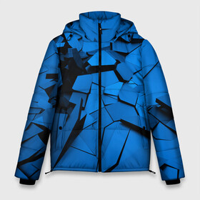 Мужская зимняя куртка 3D с принтом Carbon abstraction BLUE в Санкт-Петербурге, верх — 100% полиэстер; подкладка — 100% полиэстер; утеплитель — 100% полиэстер | длина ниже бедра, свободный силуэт Оверсайз. Есть воротник-стойка, отстегивающийся капюшон и ветрозащитная планка. 

Боковые карманы с листочкой на кнопках и внутренний карман на молнии. | abstraction | geometry | абстракция | геометрия | грань | краски | кубик | кубики | линии | мозаика | разноцветные | ребро | текстура | тени | узор