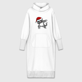 Платье удлиненное хлопок с принтом DAB Cat Santa в Санкт-Петербурге,  |  | даб | кот | новогодний | рождество | шапка