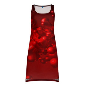 Платье-майка 3D с принтом Молекулы крови в Санкт-Петербурге, 100% полиэстер | полуприлегающий силуэт, широкие бретели, круглый вырез горловины, удлиненный подол сзади. | blood | капли крови | кровь