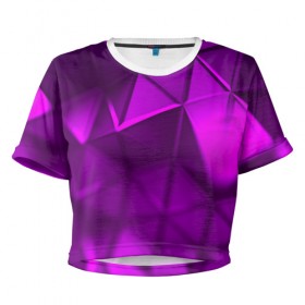 Женская футболка 3D укороченная с принтом PINK GEOMETRY в Санкт-Петербурге, 100% полиэстер | круглая горловина, длина футболки до линии талии, рукава с отворотами | 