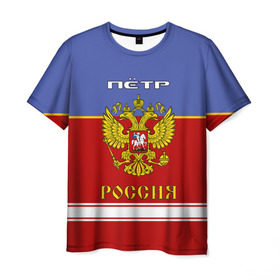 Мужская футболка 3D с принтом Хоккеист Пётр в Санкт-Петербурге, 100% полиэфир | прямой крой, круглый вырез горловины, длина до линии бедер | 