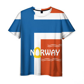 Мужская футболка 3D с принтом Норвегия в Санкт-Петербурге, 100% полиэфир | прямой крой, круглый вырез горловины, длина до линии бедер | europe | norway | европа | норвегия | путешествие | флаг