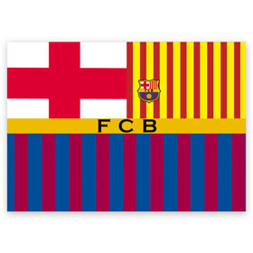 Поздравительная открытка с принтом FC Barcelona в Санкт-Петербурге, 100% бумага | плотность бумаги 280 г/м2, матовая, на обратной стороне линовка и место для марки
 | barcelona | football | logo | spain | sport | арт | барселона | испания | лига | лого | спорт | текстура | фк | футбол | футбольный клуб | эмблема