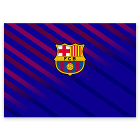 Поздравительная открытка с принтом FC Barcelona в Санкт-Петербурге, 100% бумага | плотность бумаги 280 г/м2, матовая, на обратной стороне линовка и место для марки
 | barcelona | football | logo | spain | sport | арт | барселона | испания | лига | лого | спорт | текстура | фк | футбол | футбольный клуб | эмблема