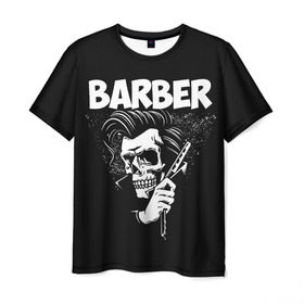 Мужская футболка 3D с принтом БАРБЕР 2-х сторонняя в Санкт-Петербурге, 100% полиэфир | прямой крой, круглый вырез горловины, длина до линии бедер | Тематика изображения на принте: barbershop | барбер | барбершоп