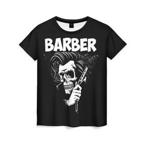 Женская футболка 3D с принтом БАРБЕР 2-х сторонняя в Санкт-Петербурге, 100% полиэфир ( синтетическое хлопкоподобное полотно) | прямой крой, круглый вырез горловины, длина до линии бедер | barbershop | барбер | барбершоп