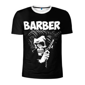 Мужская футболка 3D спортивная с принтом БАРБЕР 2-х сторонняя в Санкт-Петербурге, 100% полиэстер с улучшенными характеристиками | приталенный силуэт, круглая горловина, широкие плечи, сужается к линии бедра | barbershop | барбер | барбершоп