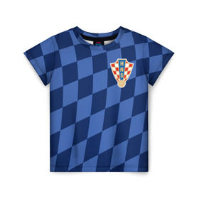 Детская футболка 3D с принтом Хорватия, форма в Санкт-Петербурге, 100% гипоаллергенный полиэфир | прямой крой, круглый вырез горловины, длина до линии бедер, чуть спущенное плечо, ткань немного тянется | croatia | fc | fifa | football | national team | uniform | сборная | фифа | фк | форма | футбол | хорватия