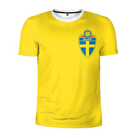 Мужская футболка 3D спортивная с принтом Швеция, форма в Санкт-Петербурге, 100% полиэстер с улучшенными характеристиками | приталенный силуэт, круглая горловина, широкие плечи, сужается к линии бедра | fifa | фифа | чемпионат мира