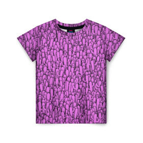 Детская футболка 3D с принтом Розовые кактусы в Санкт-Петербурге, 100% гипоаллергенный полиэфир | прямой крой, круглый вырез горловины, длина до линии бедер, чуть спущенное плечо, ткань немного тянется | гламур | гламурный | кактус | колючки | мексика | паттерн | пустыня | растения | розовый | шипы