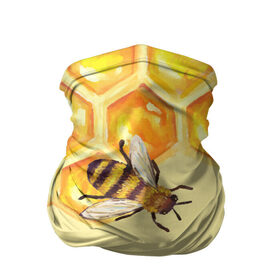 Бандана-труба 3D с принтом Любители меда в Санкт-Петербурге, 100% полиэстер, ткань с особыми свойствами — Activecool | плотность 150‒180 г/м2; хорошо тянется, но сохраняет форму | Тематика изображения на принте: крылья | мед | насекомое | полет | природа | пчелы | улей | цветное | яркое
