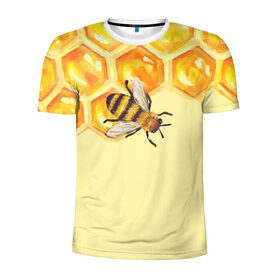 Мужская футболка 3D спортивная с принтом Любители меда в Санкт-Петербурге, 100% полиэстер с улучшенными характеристиками | приталенный силуэт, круглая горловина, широкие плечи, сужается к линии бедра | крылья | мед | насекомое | полет | природа | пчелы | улей | цветное | яркое