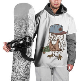 Накидка на куртку 3D с принтом Скейтер в Санкт-Петербурге, 100% полиэстер |  | арт | белый | мульт | новинки | прикольный | птица | рисунок | сова | филин | черный