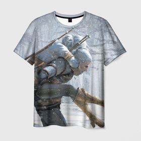 Мужская футболка 3D с принтом Цири и Геральд в Санкт-Петербурге, 100% полиэфир | прямой крой, круглый вырез горловины, длина до линии бедер | the witcher 3 | wild hunt | ведьмак | дикая охота