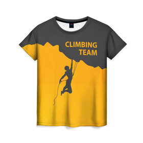 Женская футболка 3D с принтом climbing в Санкт-Петербурге, 100% полиэфир ( синтетическое хлопкоподобное полотно) | прямой крой, круглый вырез горловины, длина до линии бедер | Тематика изображения на принте: adrenaline | extreme | hiking | mountaineering | mountains | risk | rock climb | rocks | sport | адреналин | альпинизм | высота | горы | риск | скалолазание | скалы | спорт | туризм | экстрим