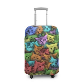 Чехол для чемодана 3D с принтом Разноцветные коты в Санкт-Петербурге, 86% полиэфир, 14% спандекс | двустороннее нанесение принта, прорези для ручек и колес | котенок | котик | котята | кошка | кошки | паттерн