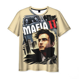 Мужская футболка 3D с принтом MAFIA 2 в Санкт-Петербурге, 100% полиэфир | прямой крой, круглый вырез горловины, длина до линии бедер | Тематика изображения на принте: gangster | gun | mafia | гангстер | игра | мафия | оружия | сша | чикаго