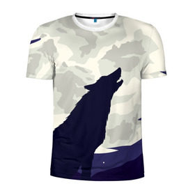 Мужская футболка 3D спортивная с принтом Ночной житель в Санкт-Петербурге, 100% полиэстер с улучшенными характеристиками | приталенный силуэт, круглая горловина, широкие плечи, сужается к линии бедра | волк | дикая | дикий | животное | лес | луна | ночь | собака | тьма