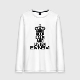 Мужской лонгслив хлопок с принтом Keep calm and listen Eminem в Санкт-Петербурге, 100% хлопок |  | eminem | hip hop | hiphop | mc | rap | брюс | еменем | еминем | маршалл | мс | мэтерс | реп | репер | рэп | рэпер | хип | хипхоп | хоп | эменем | эминем