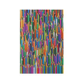 Обложка для паспорта матовая кожа с принтом Разноцветные карандаши в Санкт-Петербурге, натуральная матовая кожа | размер 19,3 х 13,7 см; прозрачные пластиковые крепления | Тематика изображения на принте: дизайнер | карандаш | палитра | паттерн | радуга | рисование | рисунок | художник | цвет | цветной | школа