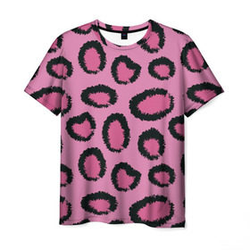 Мужская футболка 3D с принтом Розовый гепард в Санкт-Петербурге, 100% полиэфир | прямой крой, круглый вырез горловины, длина до линии бедер | африка | животное | леопард