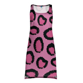 Платье-майка 3D с принтом Розовый гепард в Санкт-Петербурге, 100% полиэстер | полуприлегающий силуэт, широкие бретели, круглый вырез горловины, удлиненный подол сзади. | африка | животное | леопард