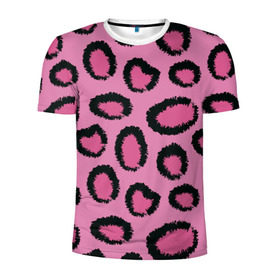 Мужская футболка 3D спортивная с принтом Розовый гепард в Санкт-Петербурге, 100% полиэстер с улучшенными характеристиками | приталенный силуэт, круглая горловина, широкие плечи, сужается к линии бедра | Тематика изображения на принте: африка | животное | леопард