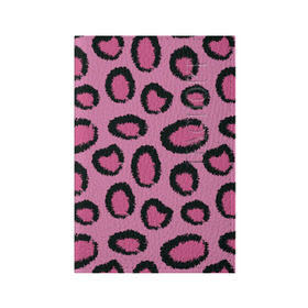 Обложка для паспорта матовая кожа с принтом Розовый гепард в Санкт-Петербурге, натуральная матовая кожа | размер 19,3 х 13,7 см; прозрачные пластиковые крепления | африка | животное | леопард