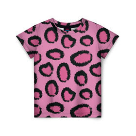 Детская футболка 3D с принтом Розовый гепард в Санкт-Петербурге, 100% гипоаллергенный полиэфир | прямой крой, круглый вырез горловины, длина до линии бедер, чуть спущенное плечо, ткань немного тянется | африка | животное | леопард