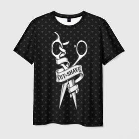 Мужская футболка 3D с принтом Барбер стрижки и бритье в Санкт-Петербурге, 100% полиэфир | прямой крой, круглый вырез горловины, длина до линии бедер | barber | барбер | барбершоп | ножницы | стрижка