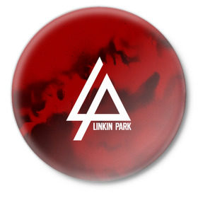 Значок с принтом LINKIN PARK COLOR RED MUSIC в Санкт-Петербурге,  металл | круглая форма, металлическая застежка в виде булавки | linkin park | logo | music | pop | rock | альтернатива | металл | музыка | музыкальный | поп | рок | честер беннингтон