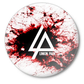 Значок с принтом LINKIN PARK BLOOD COLLECTION в Санкт-Петербурге,  металл | круглая форма, металлическая застежка в виде булавки | linkin park | logo | music | pop | rock | альтернатива | металл | музыка | музыкальный | поп | рок | честер беннингтон