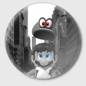Значок с принтом Super Mario Odyssey в Санкт-Петербурге,  металл | круглая форма, металлическая застежка в виде булавки | nintendo | super mario odyssey | марио | нинтендо