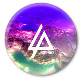 Значок с принтом LINKIN PARK SPACE EDITION в Санкт-Петербурге,  металл | круглая форма, металлическая застежка в виде булавки | linkin park | logo | music | pop | rock | альтернатива | металл | музыка | музыкальный | поп | рок | честер беннингтон