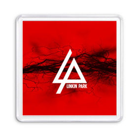 Магнит 55*55 с принтом LINKIN PARK lightning red в Санкт-Петербурге, Пластик | Размер: 65*65 мм; Размер печати: 55*55 мм | linkin park | logo | music | pop | rock | альтернатива | металл | музыка | музыкальный | поп | рок | честер беннингтон