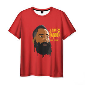 Мужская футболка 3D с принтом James Harden в Санкт-Петербурге, 100% полиэфир | прямой крой, круглый вырез горловины, длина до линии бедер | fear the beard | houston rockets | nba | rise sports | баскетбол | джеймс харден | нба | хьюстон рокетс