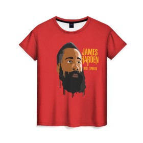 Женская футболка 3D с принтом James Harden в Санкт-Петербурге, 100% полиэфир ( синтетическое хлопкоподобное полотно) | прямой крой, круглый вырез горловины, длина до линии бедер | fear the beard | houston rockets | nba | rise sports | баскетбол | джеймс харден | нба | хьюстон рокетс