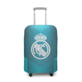 Чехол для чемодана 3D с принтом Real Madrid Geometry Sport в Санкт-Петербурге, 86% полиэфир, 14% спандекс | двустороннее нанесение принта, прорези для ручек и колес | emirates | fc | real madrid | геометрия | реал мадрид | футбольный клуб | эмблема