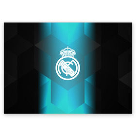 Поздравительная открытка с принтом Real Madrid Geometry Sport в Санкт-Петербурге, 100% бумага | плотность бумаги 280 г/м2, матовая, на обратной стороне линовка и место для марки
 | emirates | fc | real madrid | геометрия | реал мадрид | футбольный клуб | эмблема