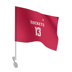 Флаг для автомобиля с принтом Houston Rockets в Санкт-Петербурге, 100% полиэстер | Размер: 30*21 см | 13 | fear the beard | houston rockets | nba | rise sports | баскетбол | баскетбольная | джеймс харден | нба | номер | спортивная | форма | хьюстон рокетс
