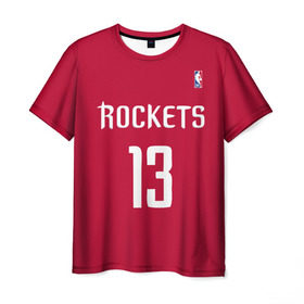 Мужская футболка 3D с принтом Houston Rockets в Санкт-Петербурге, 100% полиэфир | прямой крой, круглый вырез горловины, длина до линии бедер | 13 | fear the beard | houston rockets | nba | rise sports | баскетбол | баскетбольная | джеймс харден | нба | номер | спортивная | форма | хьюстон рокетс