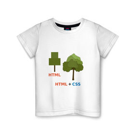Детская футболка хлопок с принтом Веб-дизайнеры html + css в Санкт-Петербурге, 100% хлопок | круглый вырез горловины, полуприлегающий силуэт, длина до линии бедер | css | html | веб дизайн | дерево | дизайн | программирование | программист